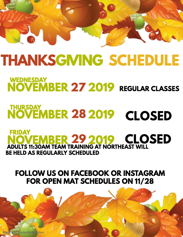 ThanksGiving Schedule